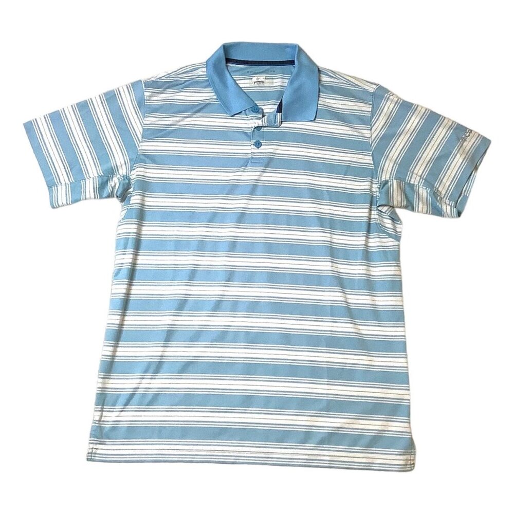 Columbia Omni Shade Blue Striped Golf Polo Shirt Mens Size M
